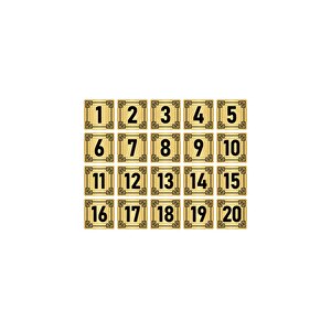 Metal Kapı Masa Dolap Numara Levhası 3,5x3,5cm Altın Renk 20 Adet (1…20)