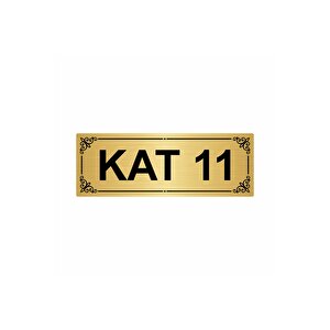 Kat 11  7x20cm Altın Renk Metal Yönlendirme Levhası
