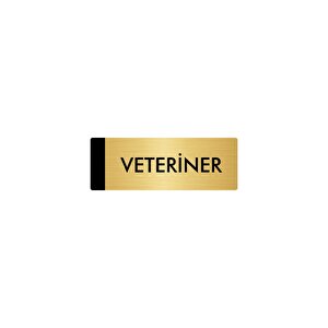 Metal Yönlendirme Levhası, Departman Kapı Isimliği Veteriner 10x20 Cm Altın Renk