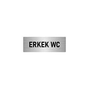 Metal Yönlendirme Levhası, Departman Kapı İsimliği Erkek Wc 10x20 Cm Gümüş Renk