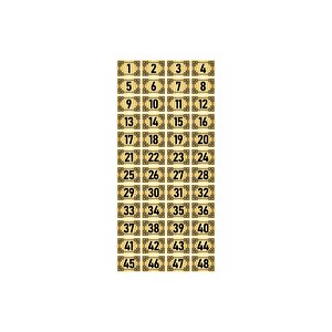 Metal Kapı Masa Dolap Numara Levhası 10x15cm Altın Renk 48 Adet (1…48)