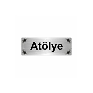 Atölye 7x20cm Gümüş Renk Metal Yönlendirme Levhası