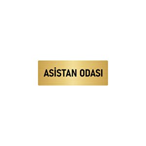 Metal Yönlendirme Levhası, Departman Kapı İsimliği Asistan Odası 7x20 Cm Altın Renk