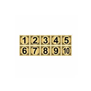 Metal Kapı,masa,dolap Numarası 3,5x3,5cm 10 Adet (1..10) Altın Renk Metal