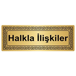 Halkla İlişkiler 7cmx20cm Metal Yönlendi̇rme Levhasi Altin Renk Metal