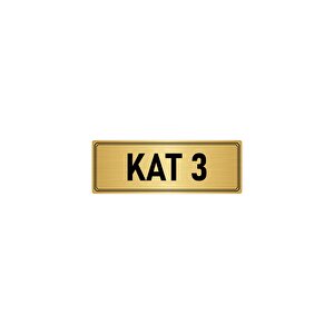 Metal Yönlendirme Levhası, Departman Kapı İsimliği Kat 3 7x20 Cm Altın Renk