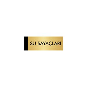 Metal Yönlendirme Levhası, Departman Kapı Isimliği Su Sayaçları 7x20 Cm Altın Renk