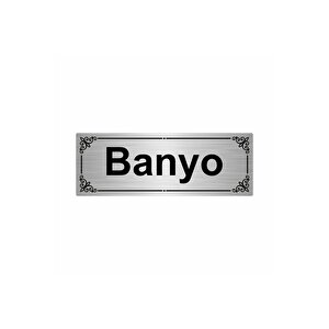 Banyo 7x20cm Gümüş Renk Metal Yönlendirme Levhası