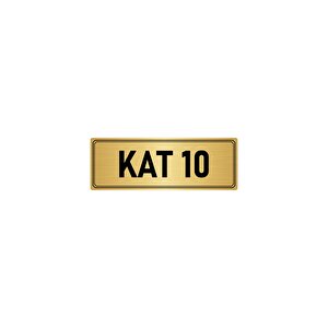 Metal Yönlendirme Levhası, Departman Kapı İsimliği Kat 10 7x20 Cm Altın Renk