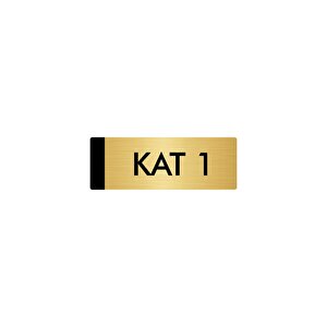 Metal Yönlendirme Levhası, Departman Kapı Isimliği Kat 1 5x20 Cm Altın Renk