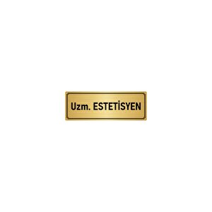 Metal Yönlendirme Levhası, Departman Kapı İsimliği Uzm. Estetisyen 5x20 Cm Altın Renk
