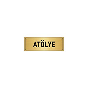 Metal Yönlendirme Levhası, Departman Kapı İsimliği Atölye 7x20 Cm Altın Renk