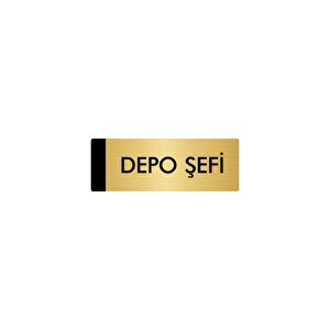 Metal Yönlendirme Levhası, Departman Kapı Isimliği Depo Şefi 7x20 Cm Altın Renk