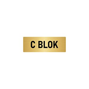 Metal Yönlendirme Levhası, Departman Kapı İsimliği C Blok 5x20 Cm Altın Renk