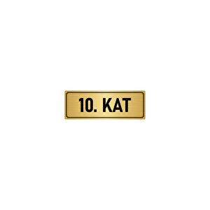 Metal Yönlendirme Levhası, Departman Kapı İsimliği 10. Kat 10x20 Cm Altın Renk