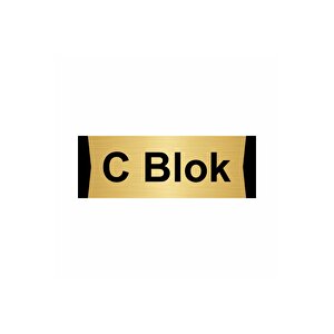 C Blok 7x20cm Altın Renk Metal Yönlendirme Levhası