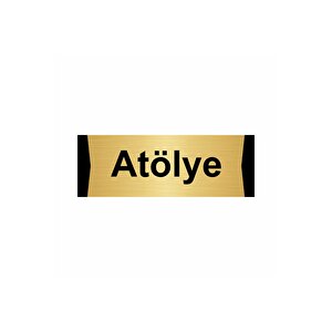 Atölye 10x20cm Altın Renk Metal Yönlendirme Levhası