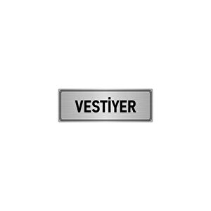 Metal Yönlendirme Levhası, Departman Kapı İsimliği Vestiyer 10x20 Cm Gümüş Renk