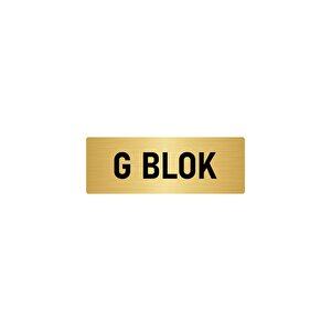 Metal Yönlendirme Levhası, Departman Kapı İsimliği G Blok 10x20 Cm Altın Renk