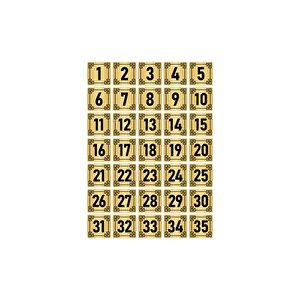 Metal Kapı Masa Dolap Numara Levhası 10x10cm Altın Renk 35 Adet (1…35)