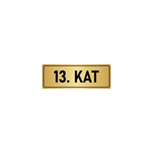 Metal Yönlendirme Levhası, Departman Kapı İsimliği 13. Kat 10x20 Cm Altın Renk