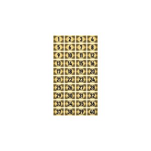 Metal Kapı Masa Dolap Numara Levhası 5x7cm Altın Renk 40 Adet (1…40)