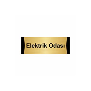 Elektrik Odası 10x20cm Altın Renk Metal Yönlendirme Levhası