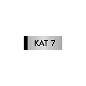 Metal Yönlendirme Levhası, Departman Kapı Isimliği Kat 7 5x20 Cm Gümüş Renk