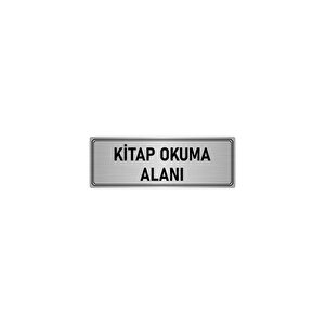 Metal Yönlendirme Levhası, Departman Kapı İsimliği Kitap Okuma Alanı 7x20 Cm Gümüş Renk