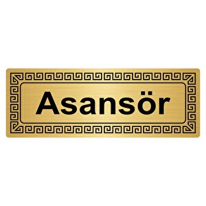 Asansör 7cmx20cm Metal Yönlendi̇rme Levhasi Altin Renk Metal