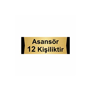 Asansör 12 Kişiliktir 10x20cm Altın Renk Metal Yönlendirme Levhası