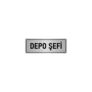 Metal Yönlendirme Levhası, Departman Kapı İsimliği Depo Şefi 7x20 Cm Gümüş Renk