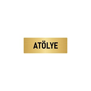 Metal Yönlendirme Levhası, Departman Kapı İsimliği Atölye 10x20 Cm Altın Renk