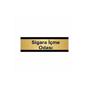 Sigara İçme Odası 10x20cm Altın Renk Metal Yönlendirme Levhası