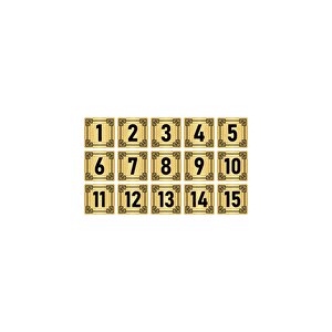Metal Kapı Masa Dolap Numara Levhası 7x7cm Altın Renk 15 Adet (1…15)