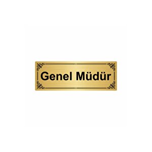 Genel Müdür 7x20cm Altın Renk Metal Yönlendirme Levhası