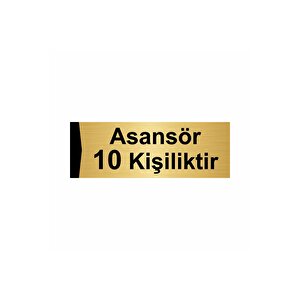 Asansör 10 Kişiliktir 7x20cm Altın Renk Metal Yönlendirme Levhası