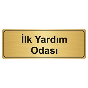 İlk Yardim Odasi Yönlendi̇rme Levhasi 5cmx20cm Altin Renk Metal