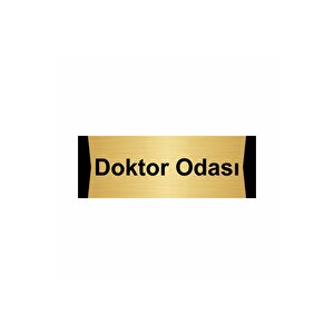 Doktor Odası 5x20cm Altın Renk Metal Yönlendirme Levhası
