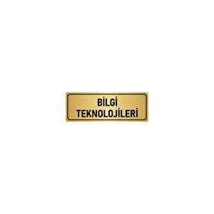 Metal Yönlendirme Levhası, Departman Kapı İsimliği Bilgi Teknolojileri 5x20 Cm Altın Renk