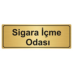 Si̇gara Odasi Yönlendi̇rme Levhasi 7cmx20cm Altin Renk Metal