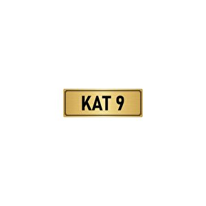 Metal Yönlendirme Levhası, Departman Kapı İsimliği Kat 9 5x20 Cm Altın Renk
