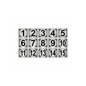 Metal Kapı,masa,dolap Numarası 3,5x3,5cm 15 Adet(1..15) Gümüş Renk Metal