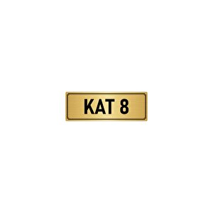 Metal Yönlendirme Levhası, Departman Kapı İsimliği Kat 8 5x20 Cm Altın Renk