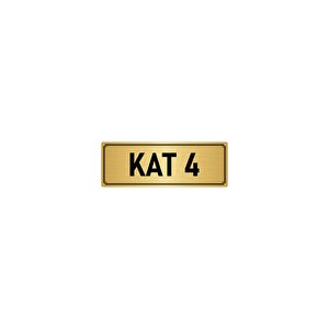 Metal Yönlendirme Levhası, Departman Kapı İsimliği Kat 4 5x20 Cm Altın Renk