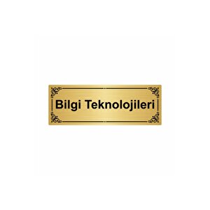 Bilgi Teknolojileri 7x20cm Altın Renk Metal Yönlendirme Levhası