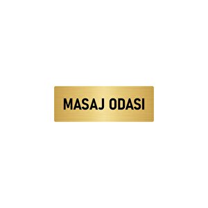 Metal Yönlendirme Levhası, Departman Kapı İsimliği Masaj Odası 10x20 Cm Altın Renk