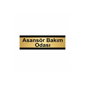 Asansör Bakım Odası 5x20cm Altın Renk Metal Yönlendirme Levhası