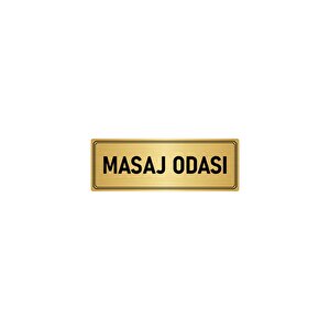 Metal Yönlendirme Levhası, Departman Kapı İsimliği Masaj Odası 5x20 Cm Altın Renk