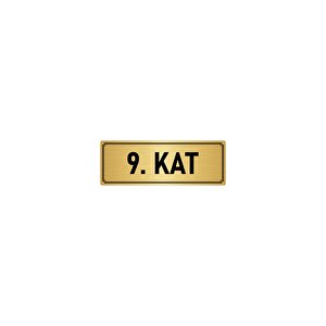 Metal Yönlendirme Levhası, Departman Kapı İsimliği 9. Kat 5x20 Cm Altın Renk